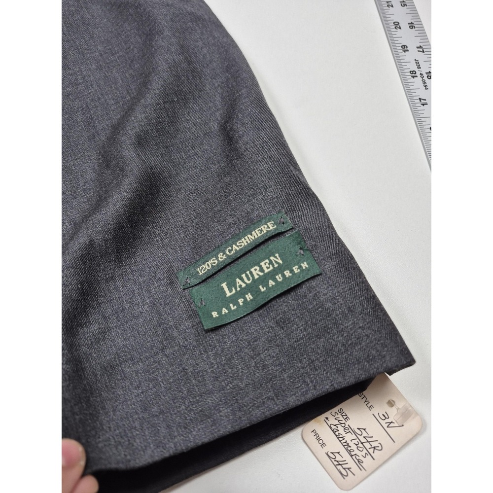 VTG Lauren Ralph Lauren Suit Mens 54 Gray Super 120s Wool Cashmere 2 Piece 50x36 - Picture 4 of 16